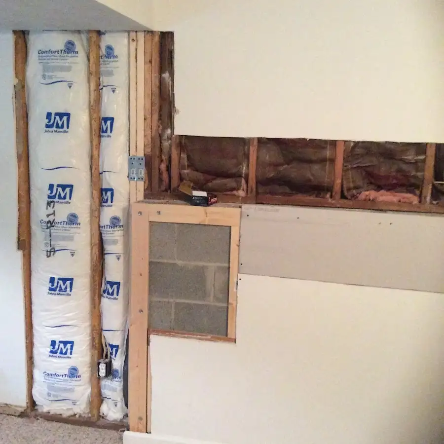 Wall insulation replacement during Basement Flood Cleanup in Bethany